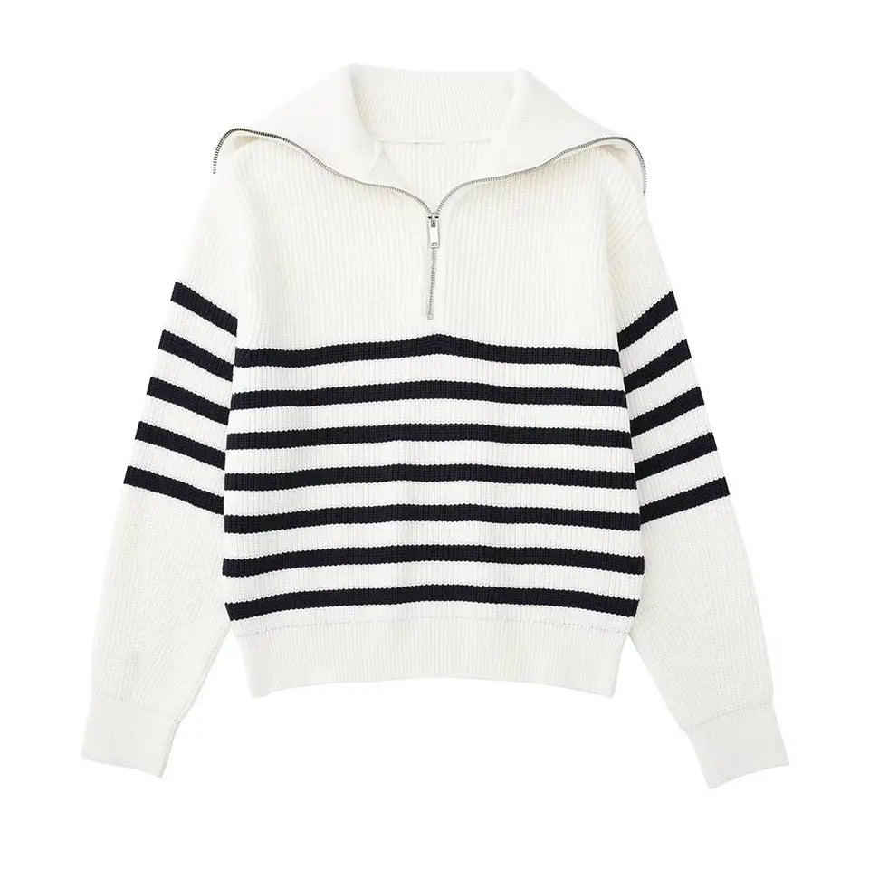 Modaura™ | Striped Zip Up Sweater