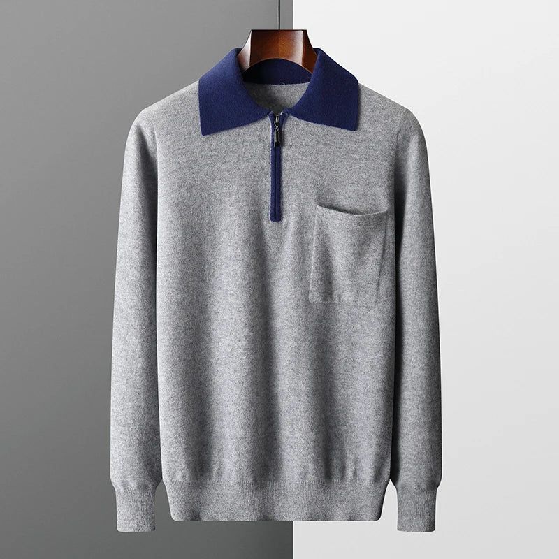 Modaura™ | 100% CASHMERE POLO ZIP UP